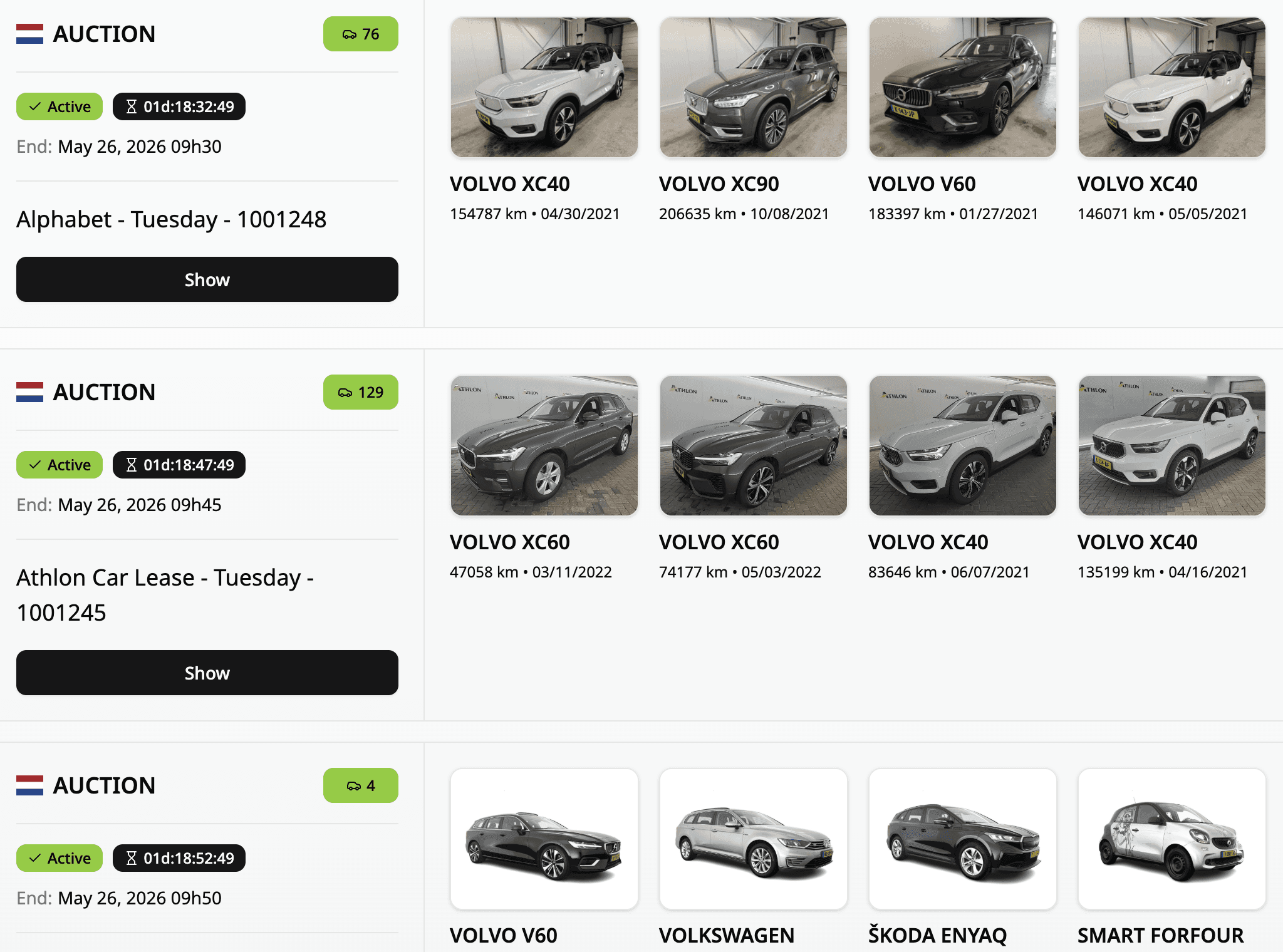 CarPLATZ auction interface preview